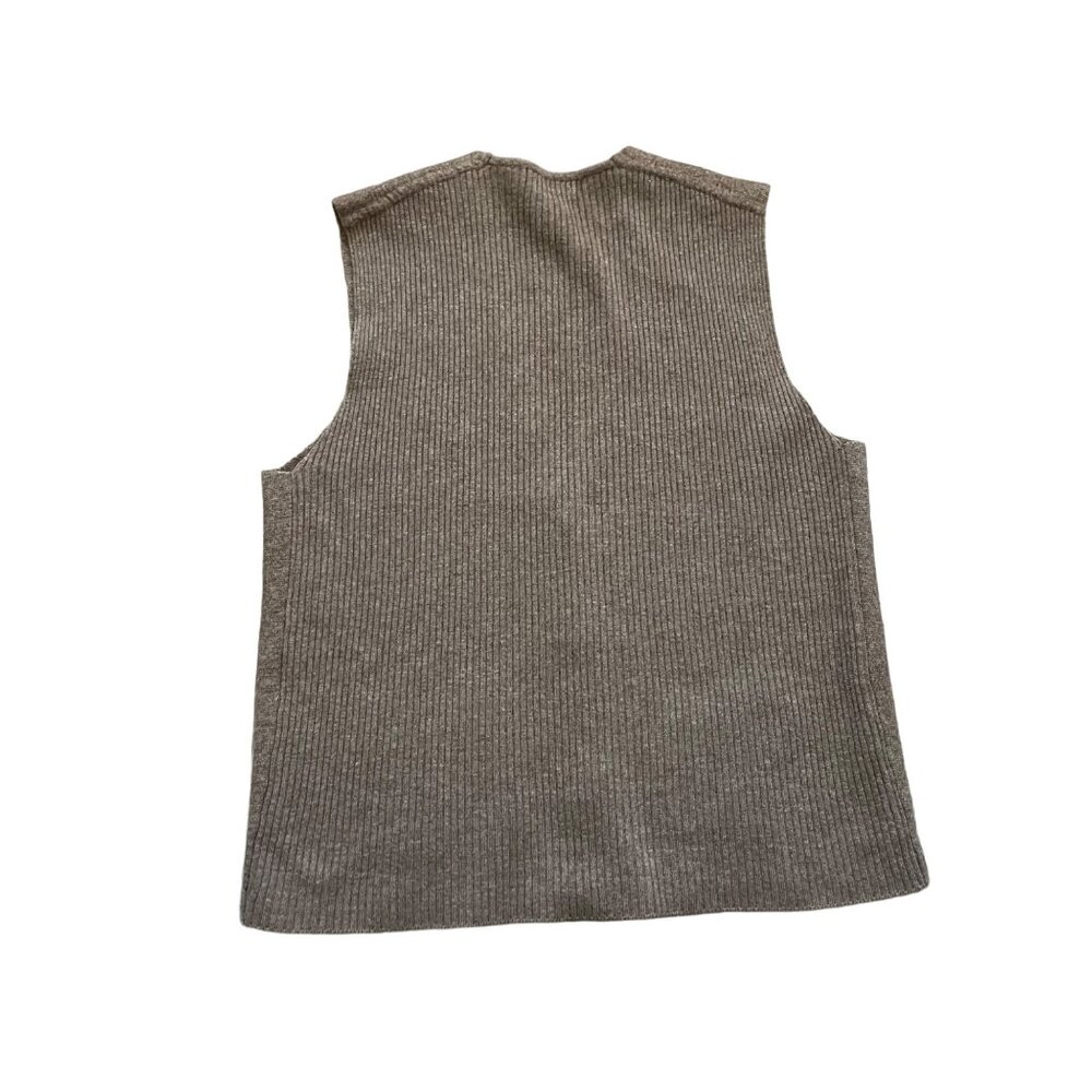 Vintage DaeKwanRyung Mens Ribbed Knit Button-Up Vest Pockets Size XL Brown - Picture 5 of 7